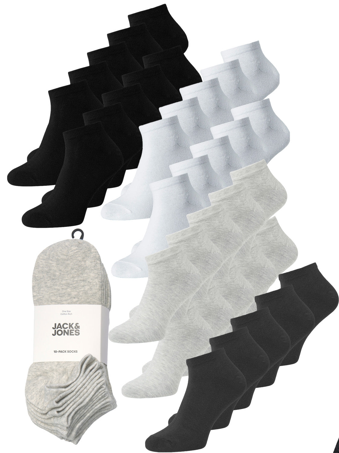 JACK & JONES Unisex Herren Damen Sneaker Socken JACDANGO Short Socks 10 Paar