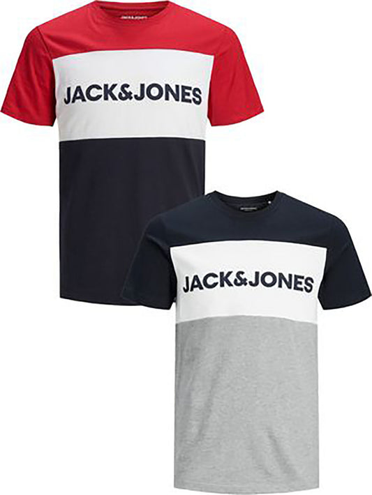 JACK & JONES - Übergröße / PlusSize - Herren T-Shirt -4XL bis 8XL - JJELOGO BLOCKING TEE