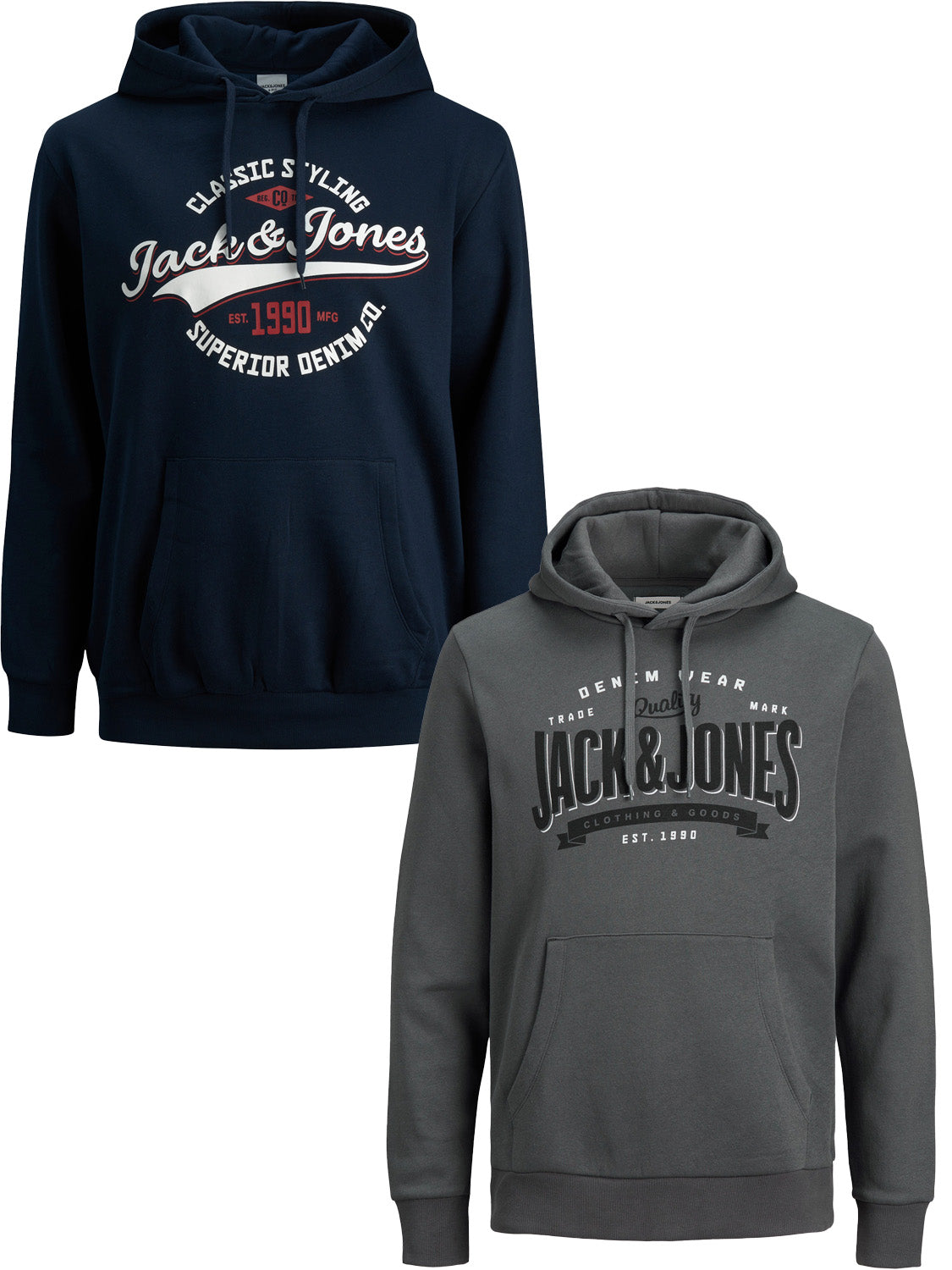 JACK & JONES - Herren  Kapuzen-Sweatshirt  -  Plussize / Übergröße  - JJELOGO SWEAT HOOD 2 COL