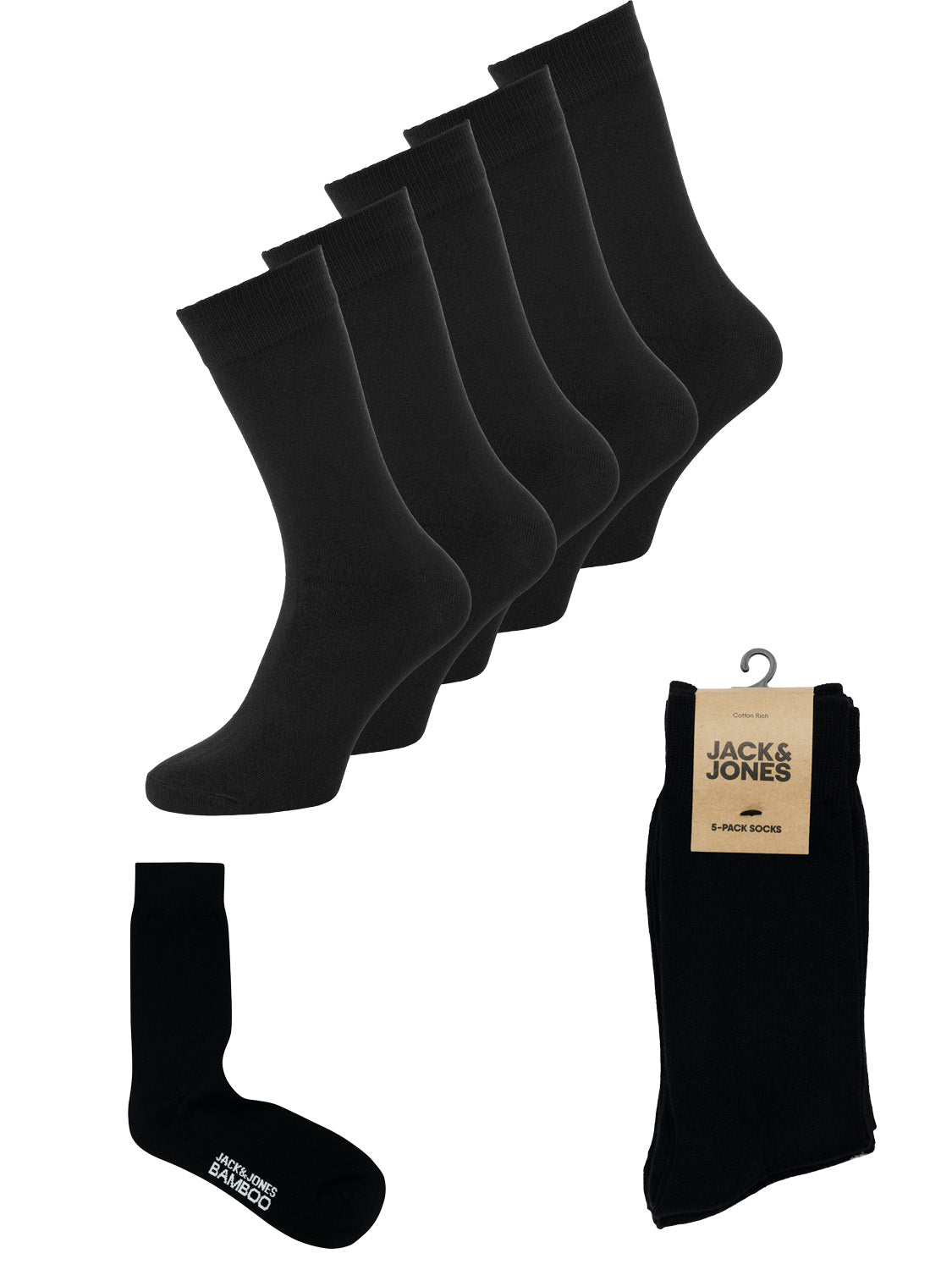 JACK & JONES Herren Socken - JACBASIC BAMBOO - 5 Paar